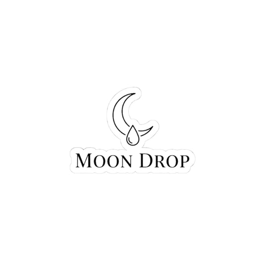 Moon Drop Kiss-Cut Sticker — Minimal Crescent Moon & Teardrop Logo Decal